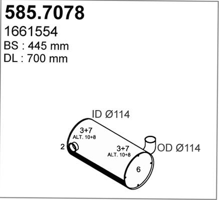 ASSO 585.7078 - Середній / кінцевий глушник ОГ autocars.com.ua