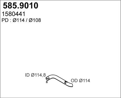 ASSO 585.9010 - Труба вихлопного газу autocars.com.ua