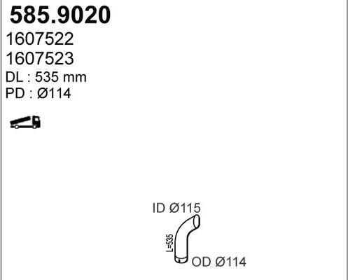 ASSO 585.9020 - Труба вихлопного газу autocars.com.ua