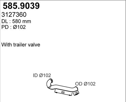 ASSO 585.9039 - Труба вихлопного газу autocars.com.ua