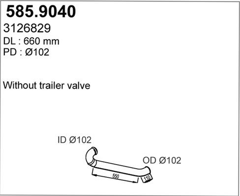 ASSO 585.9040 - Труба вихлопного газу autocars.com.ua