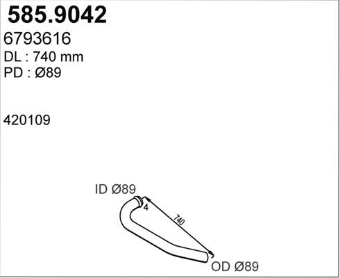 ASSO 585.9042 - Труба вихлопного газу autocars.com.ua