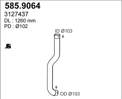 ASSO 585.9064 - Труба вихлопного газу autocars.com.ua
