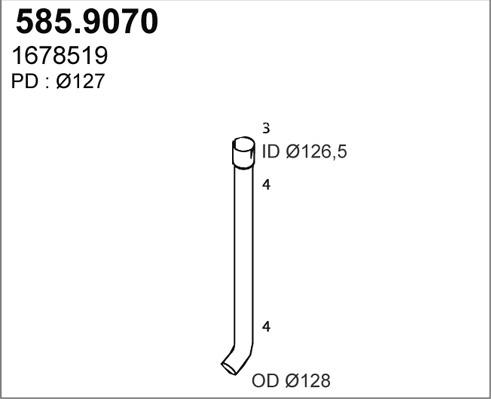 ASSO 585.9070 - Труба вихлопного газу autocars.com.ua