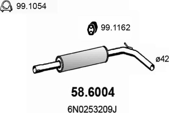 ASSO 58.6004 - Середній глушник вихлопних газів autocars.com.ua