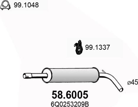 ASSO 58.6005 - Середній глушник вихлопних газів autocars.com.ua