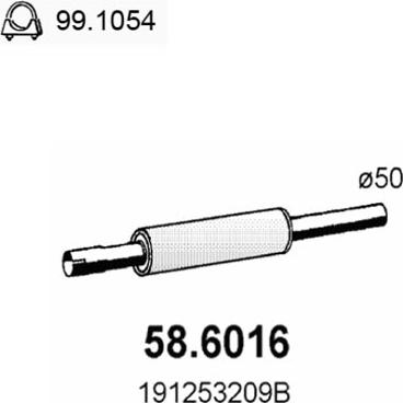 ASSO 58.6016 - Резонатор глушителя Golf-Jetta Gti-Gtd 84 autodnr.net