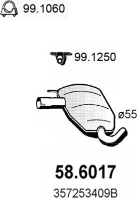 ASSO 58.6017 - Середній глушник вихлопних газів autocars.com.ua