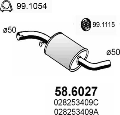 ASSO 58.6027 - Середній глушник вихлопних газів autocars.com.ua