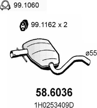 ASSO 58.6036 - Средний глушитель выхлопных газов avtokuzovplus.com.ua