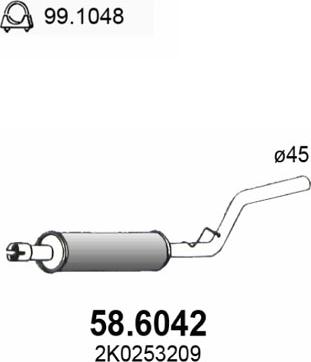 ASSO 58.6042 - Средний глушитель выхлопных газов avtokuzovplus.com.ua