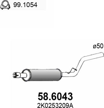 ASSO 58.6043 - Средний глушитель выхлопных газов avtokuzovplus.com.ua
