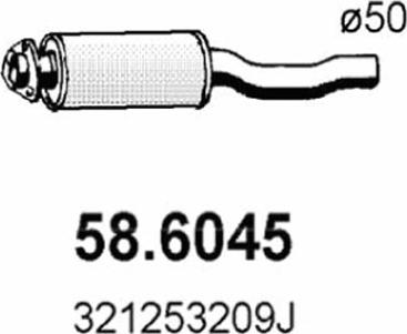ASSO 58.6045 - Средний глушитель выхлопных газов avtokuzovplus.com.ua