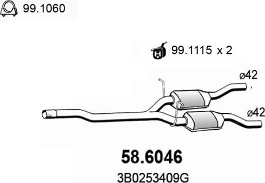 ASSO 58.6046 - Середній глушник вихлопних газів autocars.com.ua