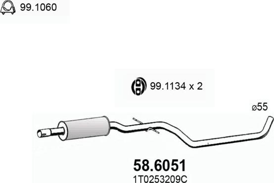 ASSO 58.6051 - Середній глушник вихлопних газів autocars.com.ua