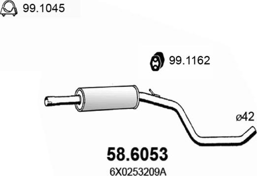 ASSO 58.6053 - Средний глушитель выхлопных газов avtokuzovplus.com.ua