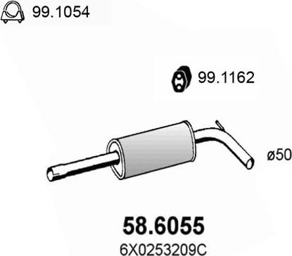 ASSO 58.6055 - Средний глушитель выхлопных газов avtokuzovplus.com.ua