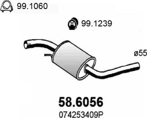 ASSO 58.6056 - Средний глушитель выхлопных газов avtokuzovplus.com.ua