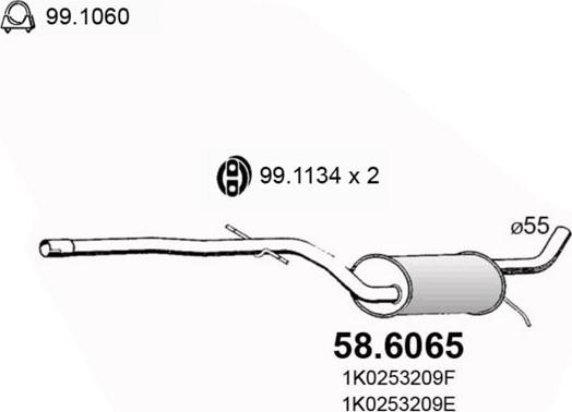 ASSO 58.6065 - Средний глушитель выхлопных газов avtokuzovplus.com.ua