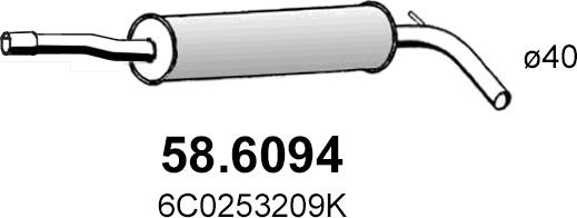 ASSO 58.6094 - Середній глушник вихлопних газів autocars.com.ua