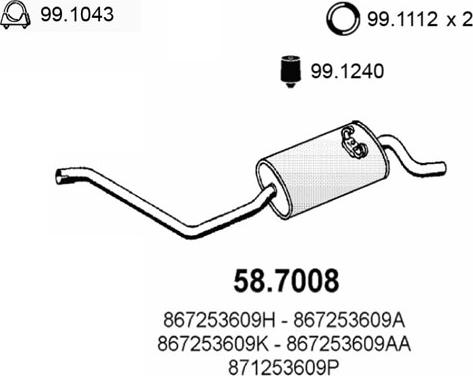 ASSO 58.7008 - Глушник вихлопних газів кінцевий autocars.com.ua