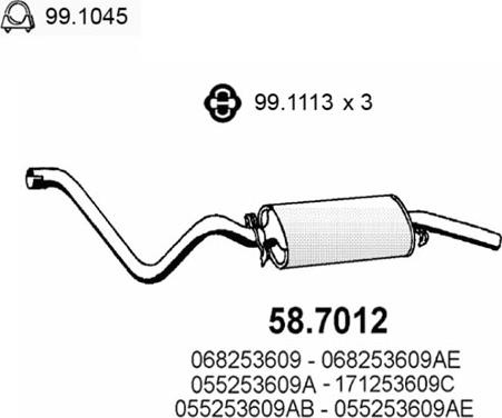 ASSO 58.7012 - Глушник вихлопних газів кінцевий autocars.com.ua