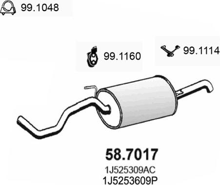 ASSO 58.7017 - Задний резонатор глушителя SEAT TOLEDO 1.4i 10-1997 autodnr.net