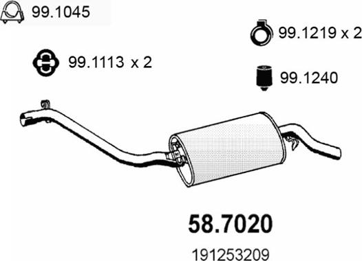 ASSO 58.7020 - Глушник вихлопних газів кінцевий autocars.com.ua