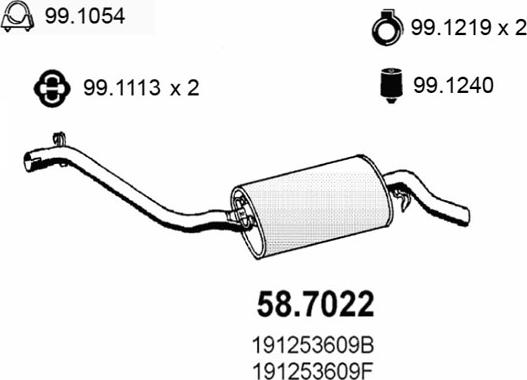 ASSO 58.7022 - Глушник вихлопних газів кінцевий autocars.com.ua