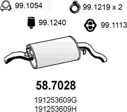 ASSO 58.7028 - Глушник вихлопних газів кінцевий autocars.com.ua
