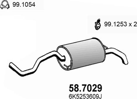 ASSO 58.7029 - Глушитель выхлопных газов, конечный avtokuzovplus.com.ua