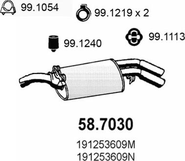 ASSO 58.7030 - Глушник вихлопних газів кінцевий autocars.com.ua