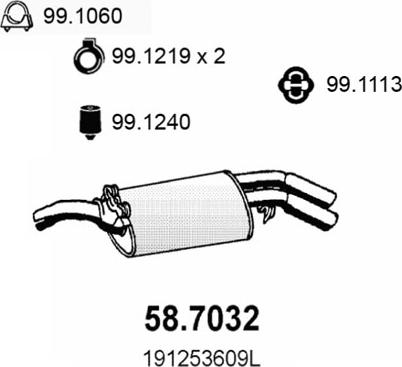 ASSO 58.7032 - Глушник вихлопних газів кінцевий autocars.com.ua