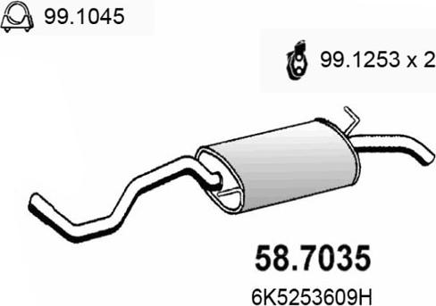 ASSO 58.7035 - Глушитель выхлопных газов, конечный avtokuzovplus.com.ua