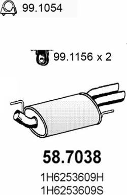 ASSO 58.7038 - Глушник вихлопних газів кінцевий autocars.com.ua