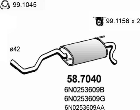 ASSO 58.7040 - Глушник вихлопних газів кінцевий autocars.com.ua