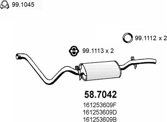ASSO 58.7042 - Глушник вихлопних газів кінцевий autocars.com.ua