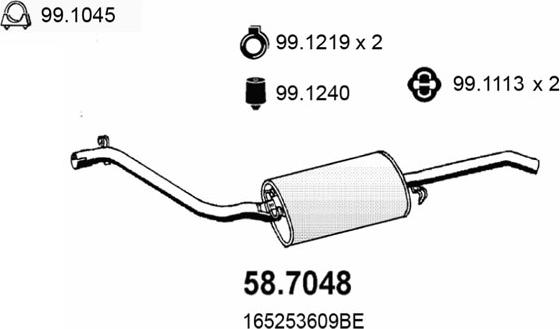 ASSO 58.7048 - Глушник вихлопних газів кінцевий autocars.com.ua