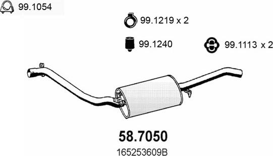 ASSO 58.7050 - Глушник вихлопних газів кінцевий autocars.com.ua