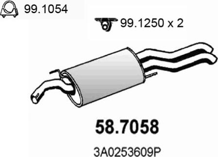 ASSO 58.7058 - Глушитель выхлопных газов, конечный avtokuzovplus.com.ua