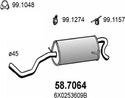 ASSO 58.7064 - Глушник вихлопних газів кінцевий autocars.com.ua