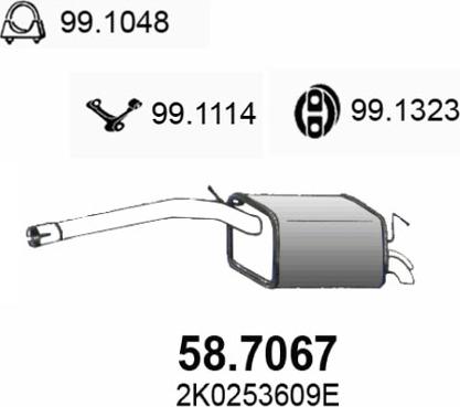 ASSO 58.7067 - Глушник вихлопних газів кінцевий autocars.com.ua