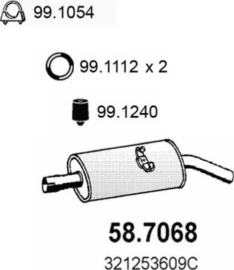 ASSO 58.7068 - Глушник вихлопних газів кінцевий autocars.com.ua