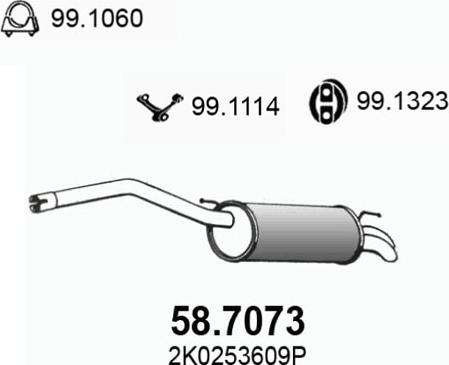 ASSO 58.7073 - Глушитель выхлопных газов, конечный avtokuzovplus.com.ua