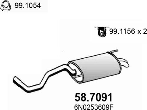 ASSO 58.7091 - Глушник вихлопних газів кінцевий autocars.com.ua