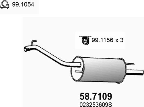 ASSO 58.7109 - Глушник вихлопних газів кінцевий autocars.com.ua