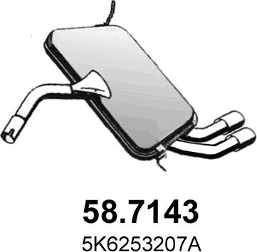 ASSO 58.7143 - Глушитель выхлопных газов, конечный avtokuzovplus.com.ua