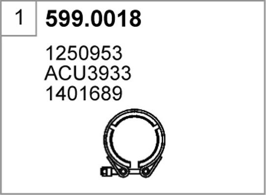 ASSO 599.0018 - Монтажний комплект, глушитель autocars.com.ua