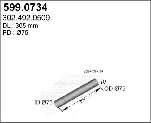 ASSO 599.0734 - Монтажний комплект, глушитель autocars.com.ua