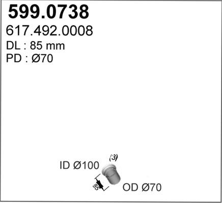 ASSO 599.0738 - Монтажний комплект, глушитель autocars.com.ua